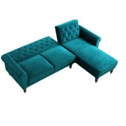 Hanney Chesterfield Chaise Sofabed In Teal Velvet -Daals Shop AYSF 012 TEAL VEL WB4