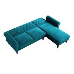 Hanney Chesterfield Chaise Sofabed In Teal Velvet -Daals Shop AYSF 012 TEAL VEL WB6