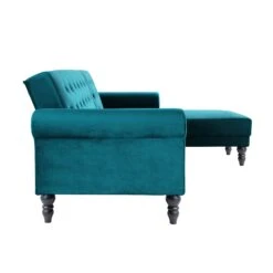 Hanney Chesterfield Chaise Sofabed In Teal Velvet -Daals Shop AYSF 012 TEAL VEL WB8