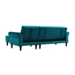 Hanney Chesterfield Chaise Sofabed In Teal Velvet -Daals Shop AYSF 012 TEAL VEL WB9