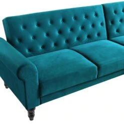 Hanney Chesterfield Chaise Sofabed In Teal Velvet -Daals Shop AYSF 012 TEAL VEL detail1
