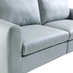 Noak 2-Seater Grey Faux Leather Sofa With Chrome Legs -Daals Shop AYSF 014 GREY PU detail2