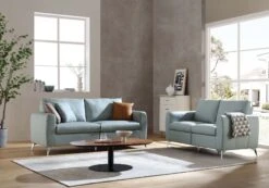 Noak 2-Seater Grey Faux Leather Sofa With Chrome Legs -Daals Shop AYSF 014 GREY PU setscene1