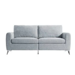 Noak 3-Seater Grey Woven Fabric Sofa With Chrome Legs -Daals Shop AYSF 014 GREY WOVEN 3ST WB1