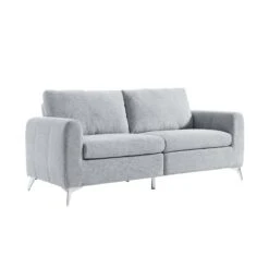 Noak 3-Seater Grey Woven Fabric Sofa With Chrome Legs -Daals Shop AYSF 014 GREY WOVEN 3ST WB2