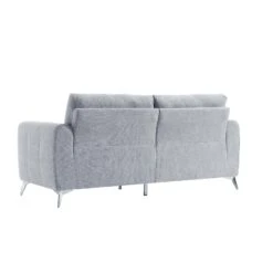 Noak 3-Seater Grey Woven Fabric Sofa With Chrome Legs -Daals Shop AYSF 014 GREY WOVEN 3ST WB3
