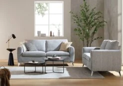 Noak 3-Seater Grey Woven Fabric Sofa With Chrome Legs -Daals Shop AYSF 014 GREY WOVEN setscene2