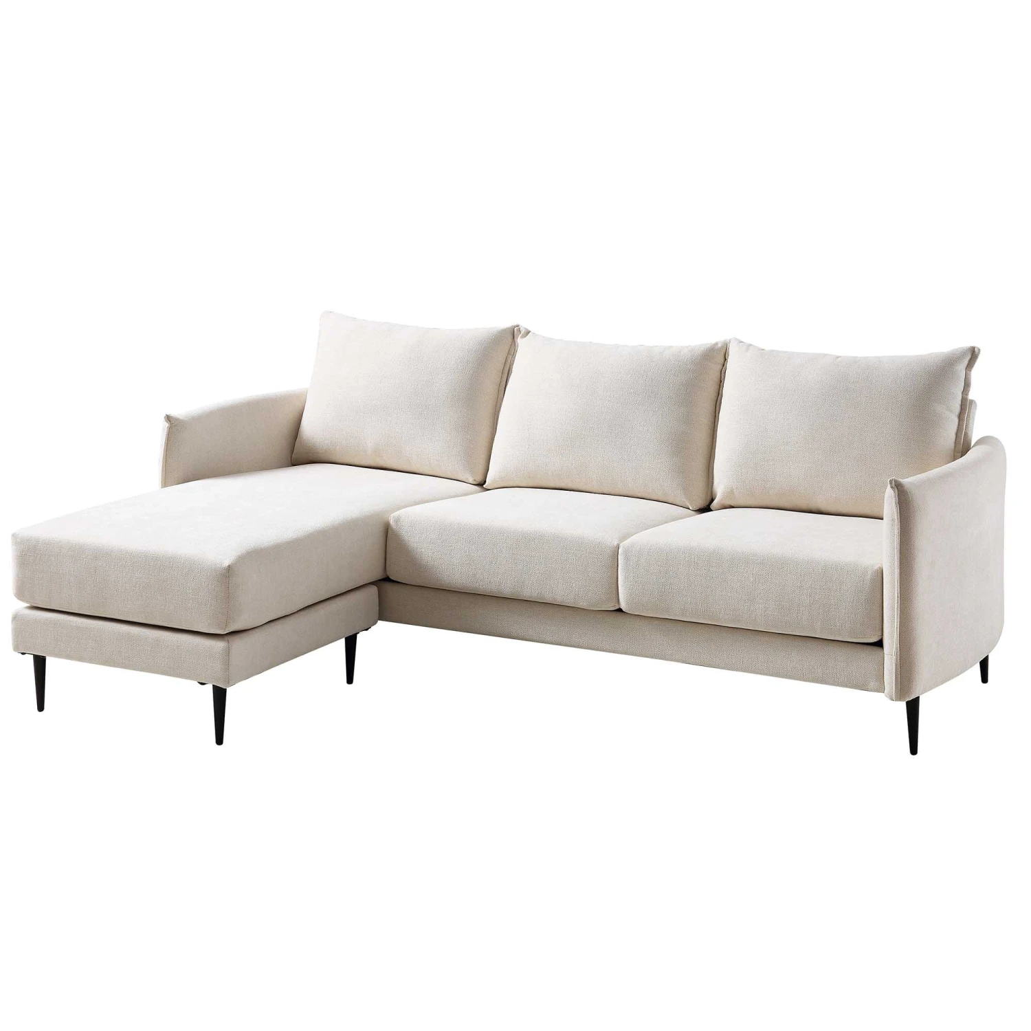 Bari Light Beige Woven Fabric Chaise Sofa 7 Bari Light Beige Woven Fabric Chaise Sofa - Image 5