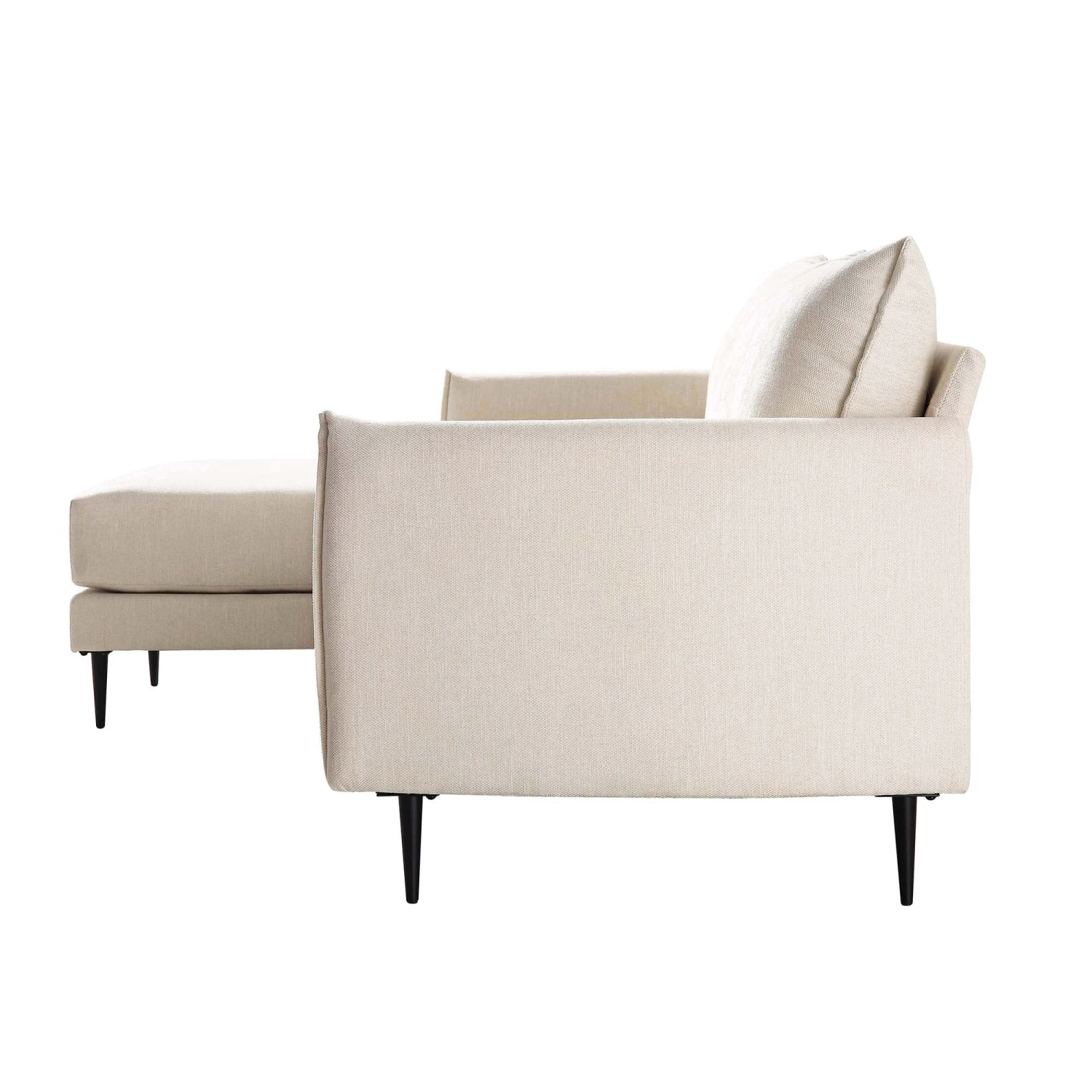 Bari Light Beige Woven Fabric Chaise Sofa 10 Bari Light Beige Woven Fabric Chaise Sofa - Image 8