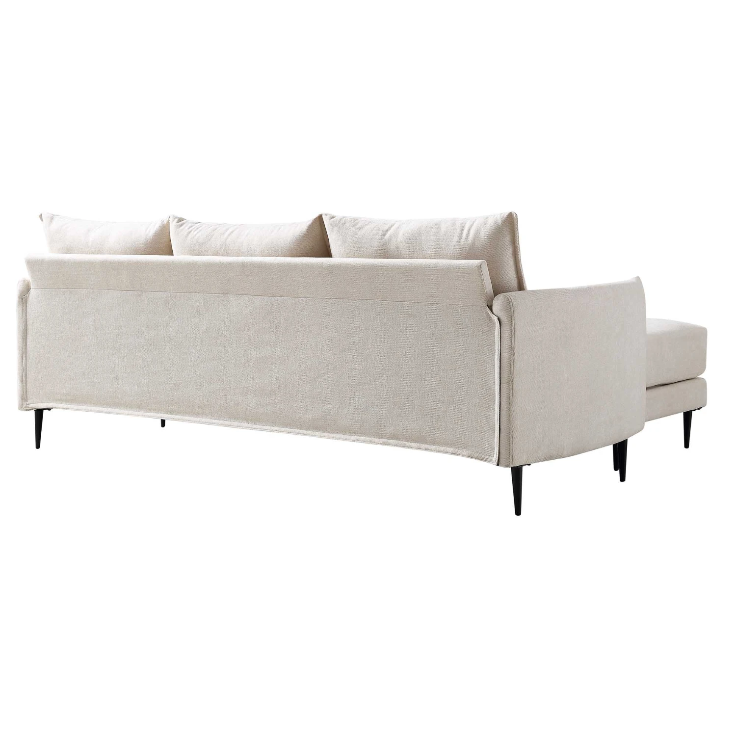 Bari Light Beige Woven Fabric Chaise Sofa 11 Bari Light Beige Woven Fabric Chaise Sofa - Image 9