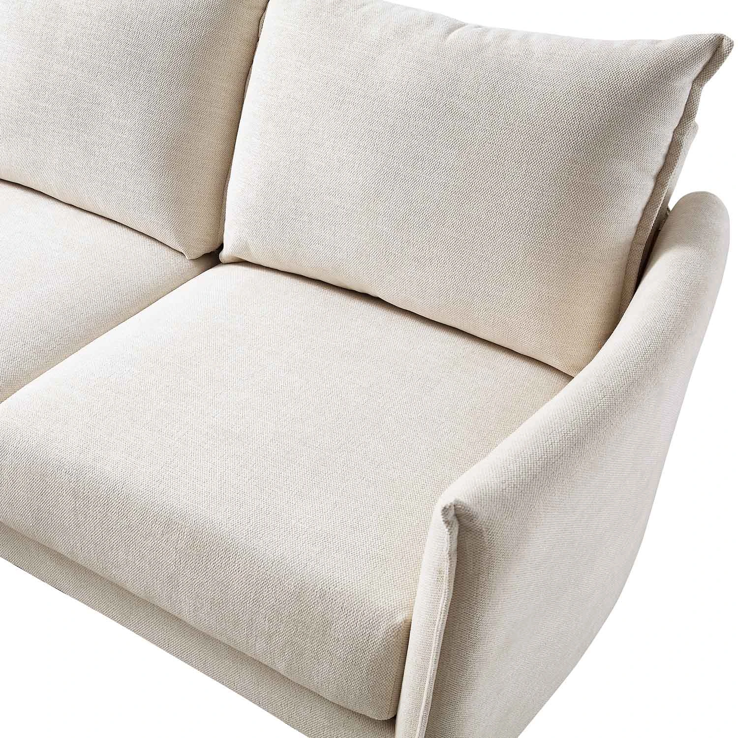 Bari Light Beige Woven Fabric Chaise Sofa 12 Bari Light Beige Woven Fabric Chaise Sofa - Image 10