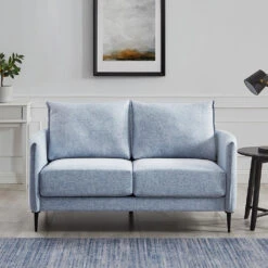 Bari Flax Blue Fabric Sofa -Daals Shop AYSF 08 BLUEFAB 2ST main