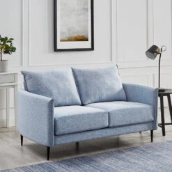 Bari Flax Blue Fabric Sofa -Daals Shop AYSF 08 BLUEFAB 2ST scene1