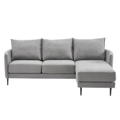 Bari Light Grey Brushed Fabric Chaise Sofa -Daals Shop AYSF 08 GREYFAB LS 1