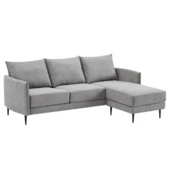 Bari Light Grey Brushed Fabric Chaise Sofa -Daals Shop AYSF 08 GREYFAB LS 2
