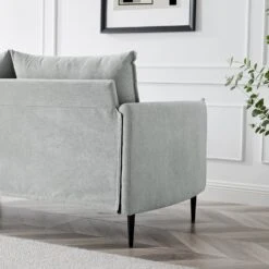 Bari Light Grey Brushed Fabric Sofa -Daals Shop AYSF 08 LGREYFAB detail4
