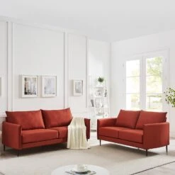 Bari Burnt Ochre Fabric Sofa -Daals Shop AYSF 08 ORANGEFAB 2N3ST scene1