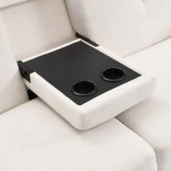 Latimer Beige Woven Fabric 3-Seater Storage Sofa Bed -Daals Shop AYSF 09 BEIGEWOVEN 3ST detail2