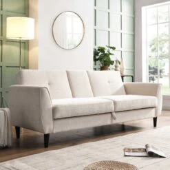 Latimer Beige Woven Fabric 3-Seater Storage Sofa Bed -Daals Shop AYSF 09 BEIGEWOVEN 3ST scene2