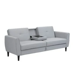 Latimer Grey Faux Leather 3-Seater Storage Sofa Bed -Daals Shop AYSF 09 GREYPU 3ST WB3