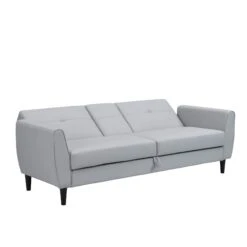 Latimer Grey Faux Leather 3-Seater Storage Sofa Bed -Daals Shop AYSF 09 GREYPU 3ST WB4