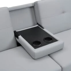 Latimer Grey Faux Leather 3-Seater Storage Sofa Bed -Daals Shop AYSF 09 GREYPU 3ST detail2