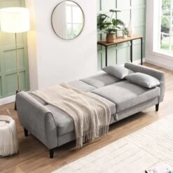 Latimer Light Grey Brushed Fabric 3-Seater Storage Sofa Bed -Daals Shop AYSF 09 LGREYFAB 3ST scene3