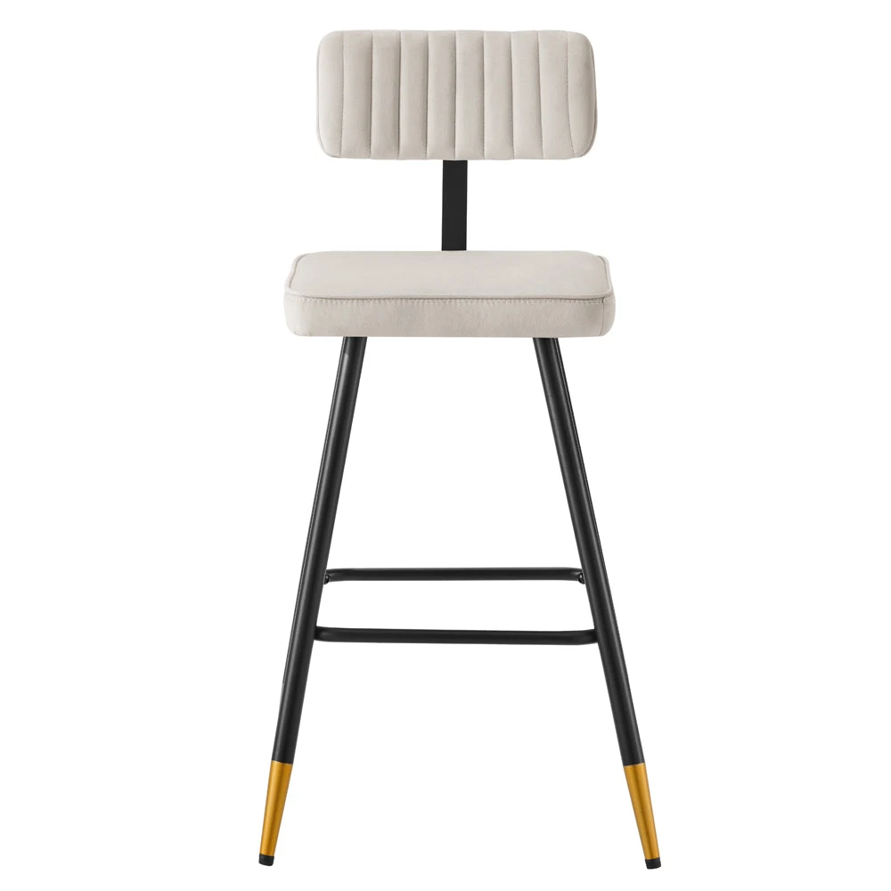 Charlecote Set Of 2 Champagne Colour Velvet Upholstered Bar Stools 7 Charlecote Set Of 2 Champagne Colour Velvet Upholstered Bar Stools - Image 5