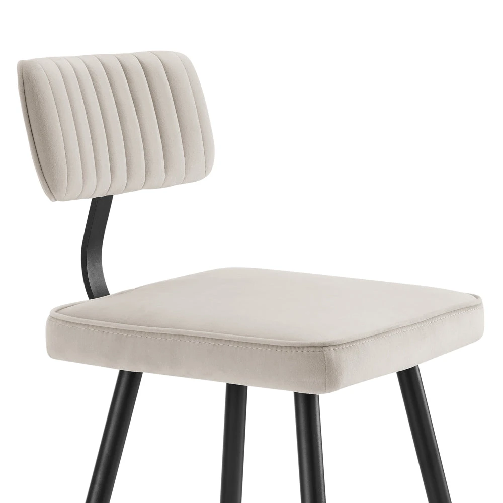 Charlecote Set Of 2 Champagne Colour Velvet Upholstered Bar Stools 10 Charlecote Set Of 2 Champagne Colour Velvet Upholstered Bar Stools - Image 8