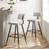 Charlecote Set Of 2 Champagne Colour Velvet Upholstered Bar Stools