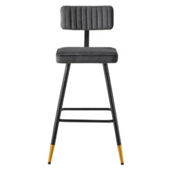 Charlecote Set Of 2 Dark Grey Velvet Upholstered Bar Stools 16 Charlecote Set Of 2 Dark Grey Velvet Upholstered Bar Stools -Daals Shop BCH 2127 DARKGREY VEL 2P 3