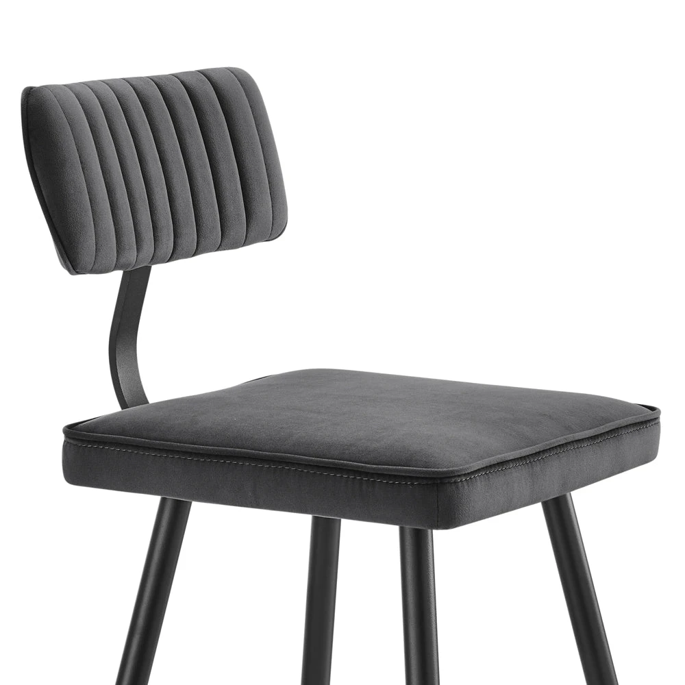 Charlecote Set Of 2 Dark Grey Velvet Upholstered Bar Stools 10 Charlecote Set Of 2 Dark Grey Velvet Upholstered Bar Stools - Image 8