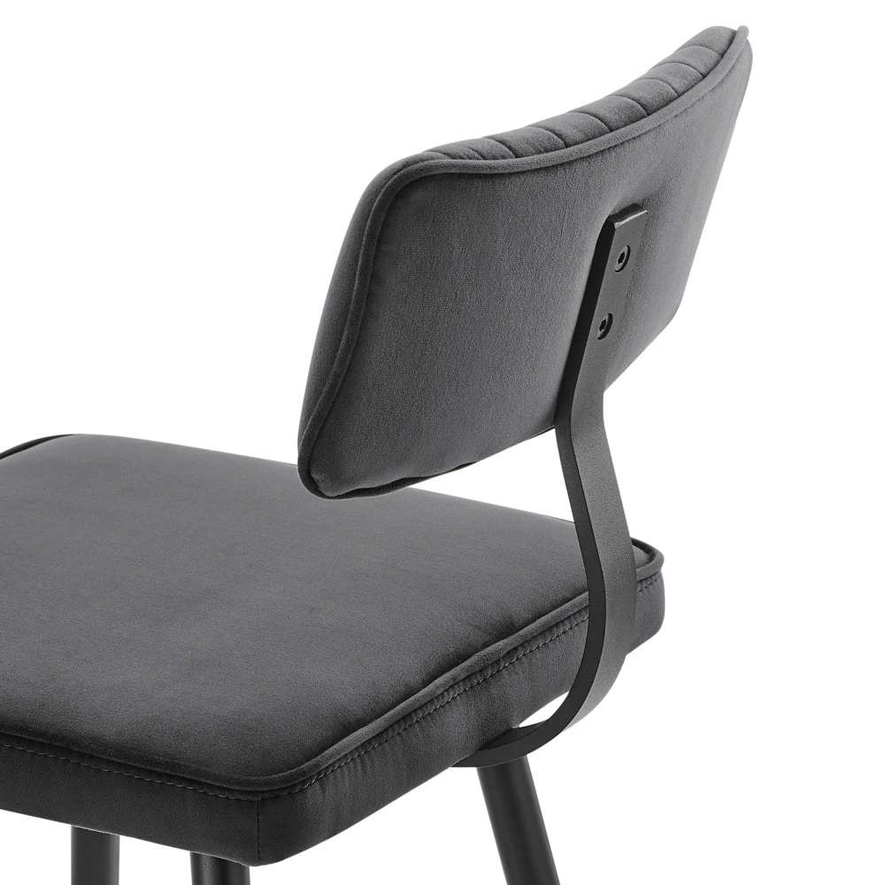 Charlecote Set Of 2 Dark Grey Velvet Upholstered Bar Stools 11 Charlecote Set Of 2 Dark Grey Velvet Upholstered Bar Stools - Image 9