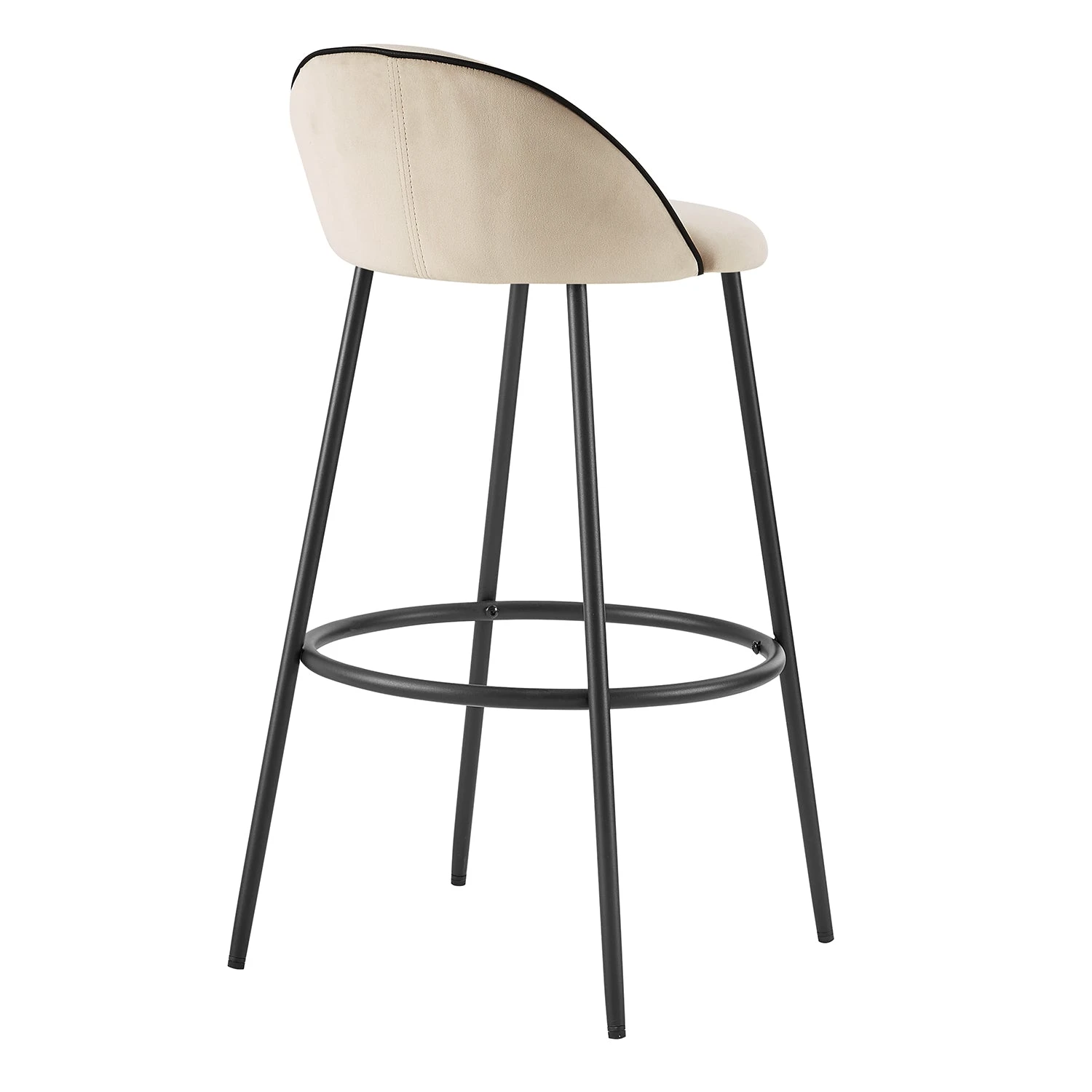 Barton Set Of 2 Champagne Velvet Upholstered Bar Stools With Contrast Piping 9 Barton Set Of 2 Champagne Velvet Upholstered Bar Stools With Contrast Piping - Image 7