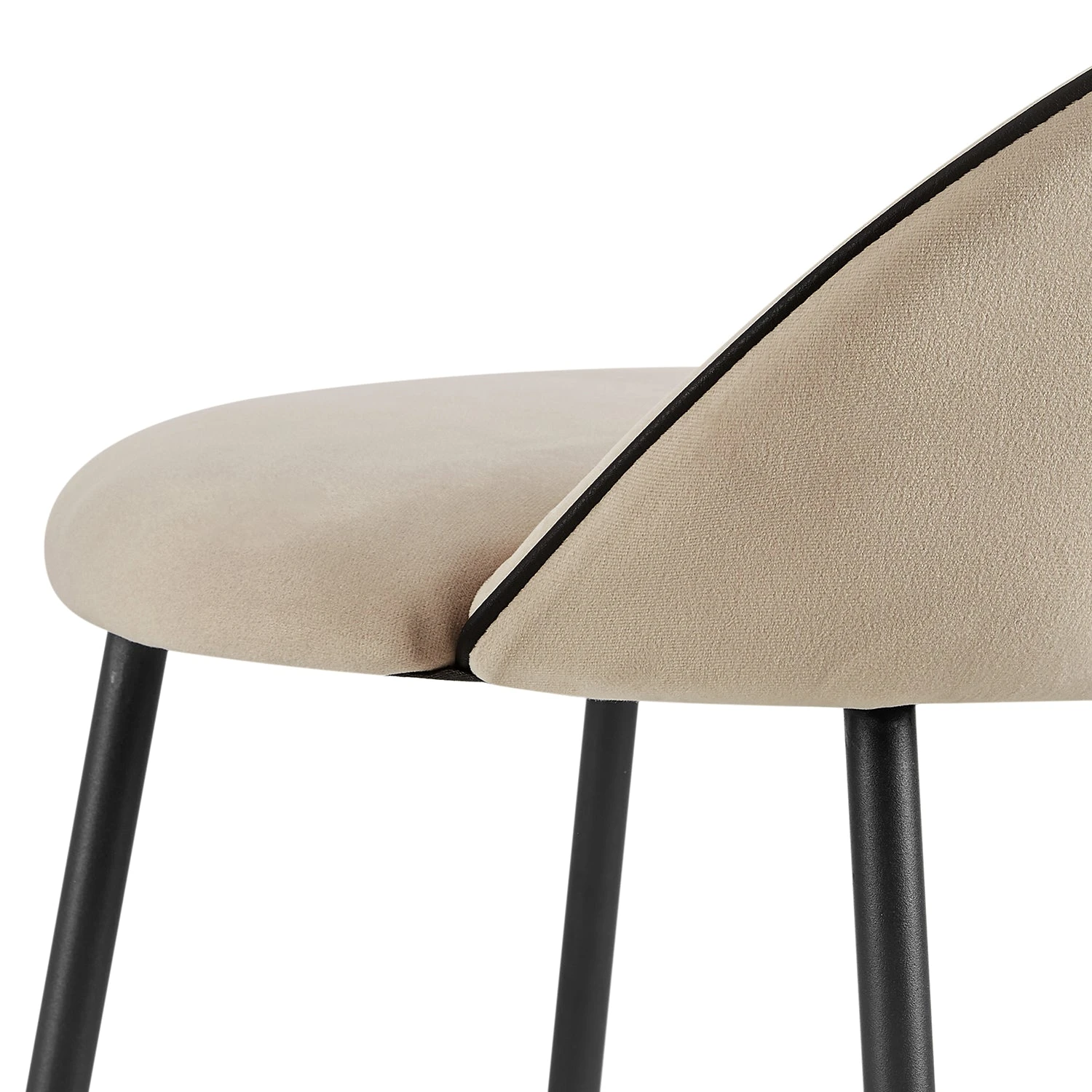 Barton Set Of 2 Champagne Velvet Upholstered Bar Stools With Contrast Piping 10 Barton Set Of 2 Champagne Velvet Upholstered Bar Stools With Contrast Piping - Image 8