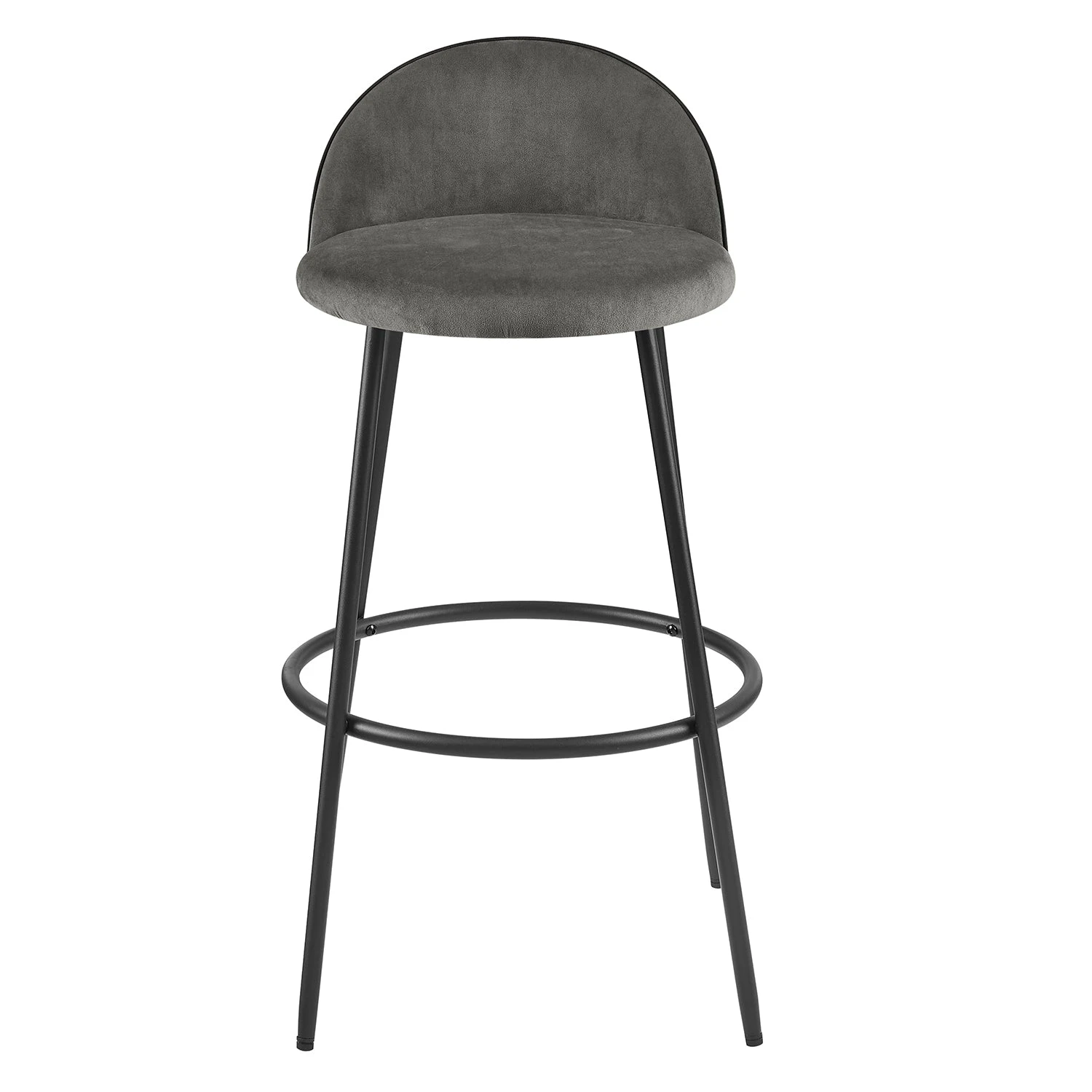 Barton Set Of 2 Grey Velvet Upholstered Bar Stools With Contrast Piping 7 Barton Set Of 2 Grey Velvet Upholstered Bar Stools With Contrast Piping - Image 5