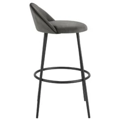 Barton Set Of 2 Grey Velvet Upholstered Bar Stools With Contrast Piping 16 Barton Set Of 2 Grey Velvet Upholstered Bar Stools With Contrast Piping -Daals Shop BCH 2129 GREY VEL 2P 4