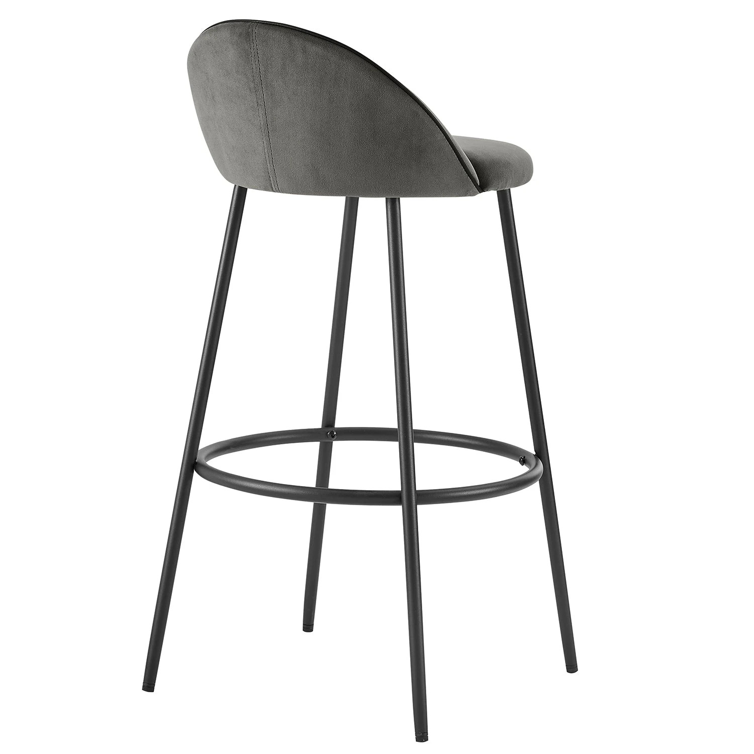 Barton Set Of 2 Grey Velvet Upholstered Bar Stools With Contrast Piping 9 Barton Set Of 2 Grey Velvet Upholstered Bar Stools With Contrast Piping - Image 7