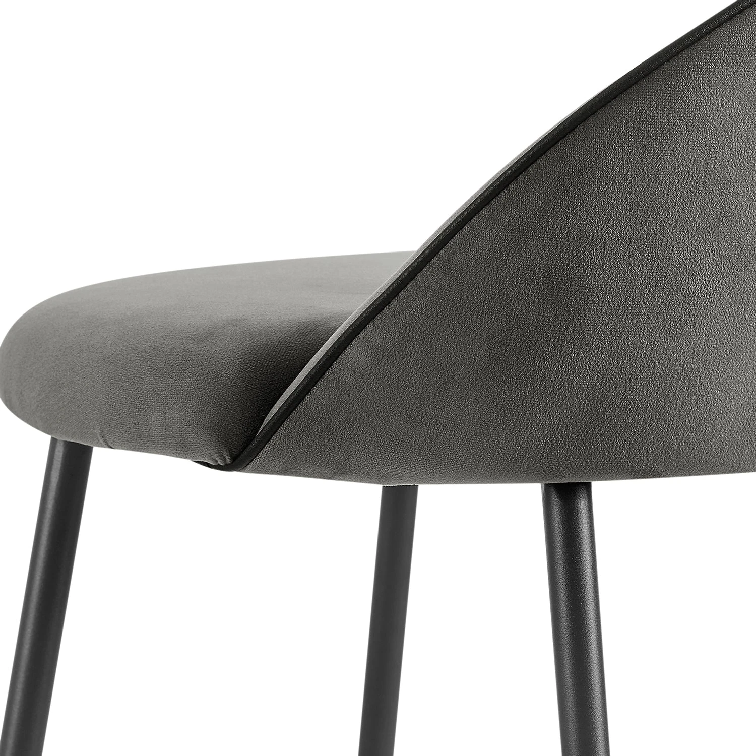 Barton Set Of 2 Grey Velvet Upholstered Bar Stools With Contrast Piping 10 Barton Set Of 2 Grey Velvet Upholstered Bar Stools With Contrast Piping - Image 8
