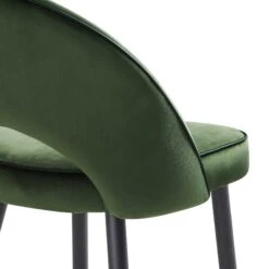 Oakley Set Of 2 Dark Green Velvet Upholstered Counter Stools With Contrast Piping -Daals Shop BCH 2155 DARKGREEN VEL 2P detail3