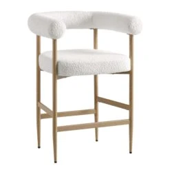Fulbourn White Boucle Counter Stool With Natural Wood Effect Legs 17 Fulbourn White Boucle Counter Stool With Natural Wood Effect Legs -Daals Shop BCH 2171 WHITE BOUCLE NAT WB1