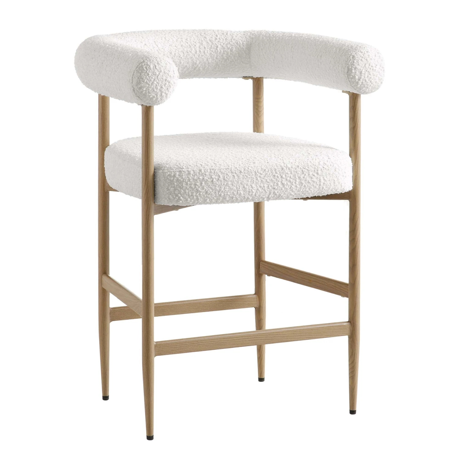 Fulbourn White Boucle Counter Stool With Natural Wood Effect Legs 6 Fulbourn White Boucle Counter Stool With Natural Wood Effect Legs - Image 4