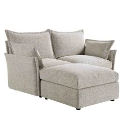 Byron Pillow Edge Mist Grey Boucle Modular Sofa, 2-Seater Chaise -Daals Shop BOSF 7053 GREY BOU 2STCHAISE WB3