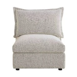 Byron Pillow Edge Mist Grey Boucle Modular Sofa, 1 Seater Armless