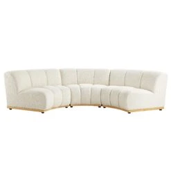 Granvia Ecru Boucle Modular Sofa, 3-Seater Curved Sofa -Daals Shop BOSF 9381 BEIGE BOU 3ST CURVED WB2