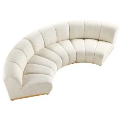 Granvia Ecru Boucle Modular Sofa, 3-Seater Curved Sofa -Daals Shop BOSF 9381 BEIGE BOU 3ST CURVED WB3