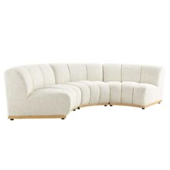 Granvia Ecru Boucle Modular Sofa, 3-Seater Curved Sofa -Daals Shop BOSF 9381 BEIGE BOU 3ST CURVED WB4