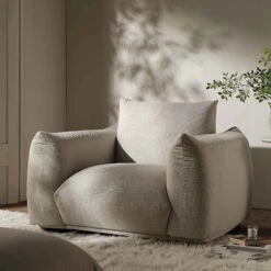 Gianni Armchair, Beige Woven Fabric