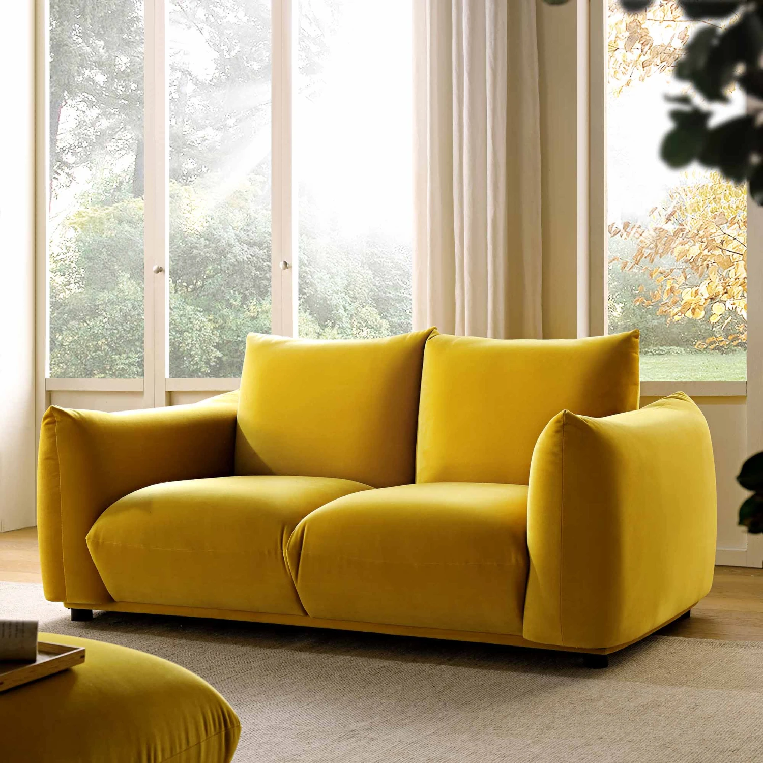Gianni Two Seater Sofa, Goldenrod Velvet 3 Gianni Two Seater Sofa, Goldenrod Velvet