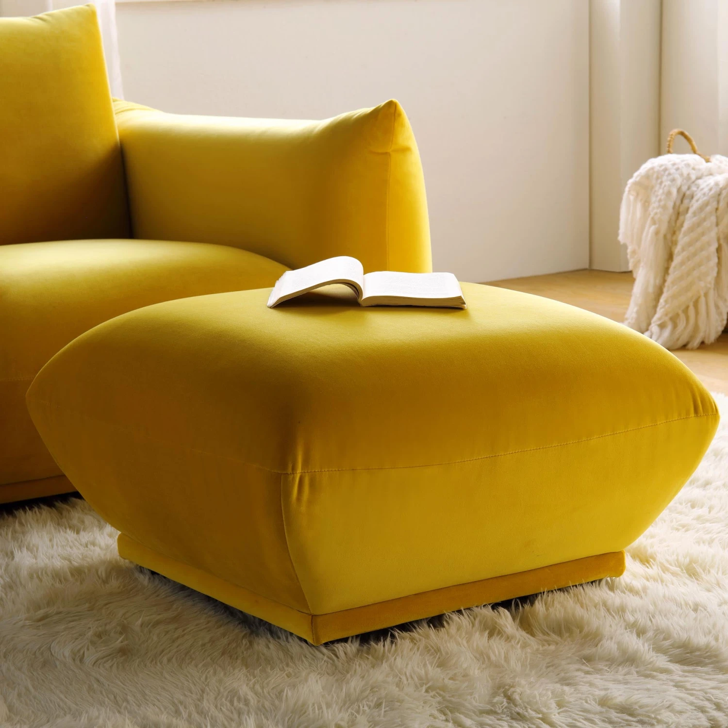 Gianni Pouffe, Goldenrod Velvet 3 Gianni Pouffe, Goldenrod Velvet